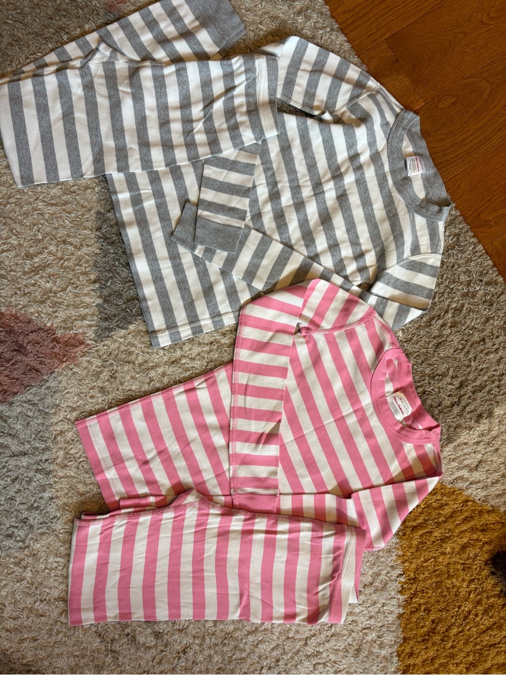 Hanna Andersson Striped Kids Pajama Sets - Pink & Gray